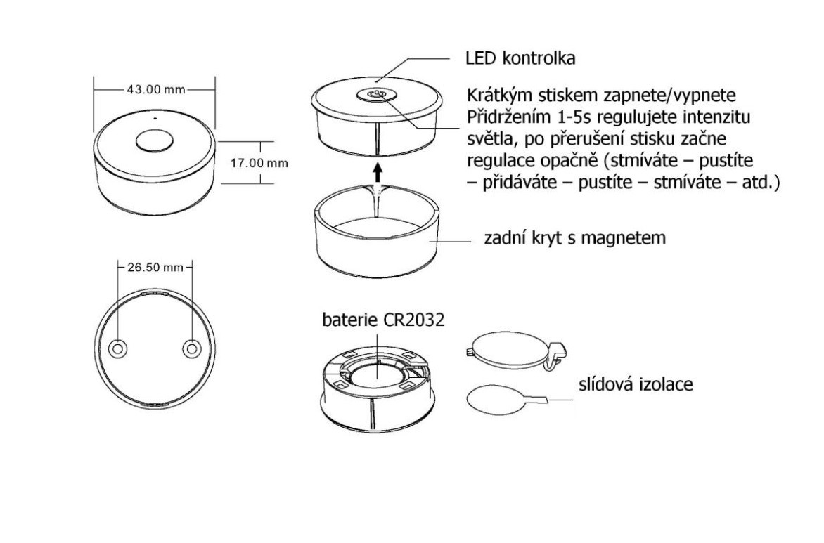 Ovladač dimLED RF DIM, OV MK1 - černý