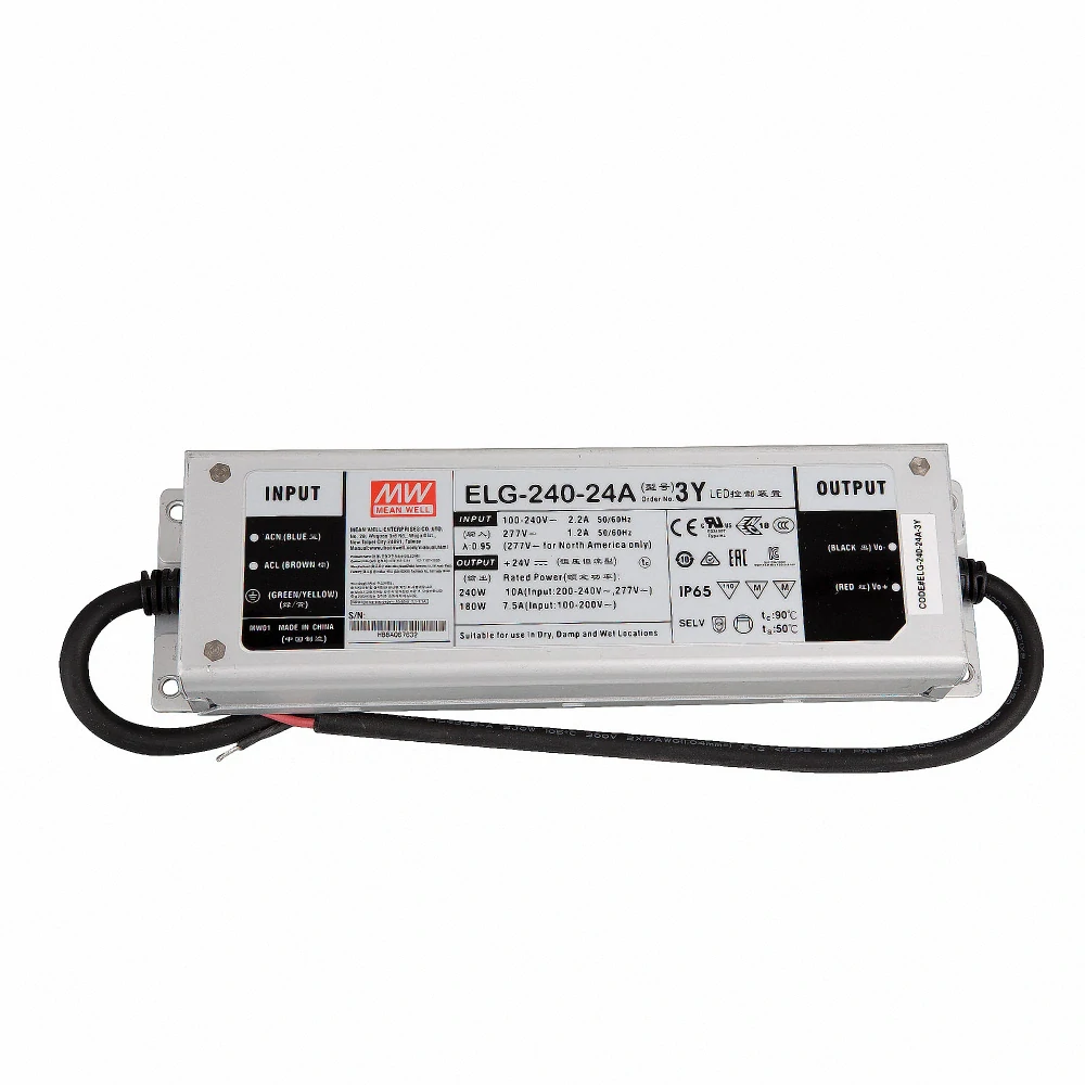 MeanWell ELG-240-24A-3Y Napěťový zdroj 240W / 24V / 0-10A (0-240W) / IP65 / nastavitelný