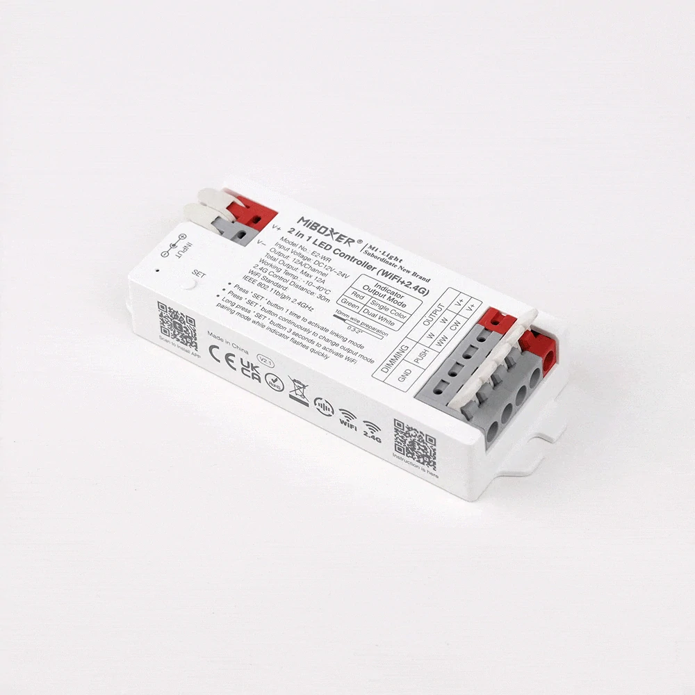 MiBoxer (Mi-Light) E2-WR 2v1 pro bílé a CCT pásky | 12V-24V | 12A | PUSH | WiFi