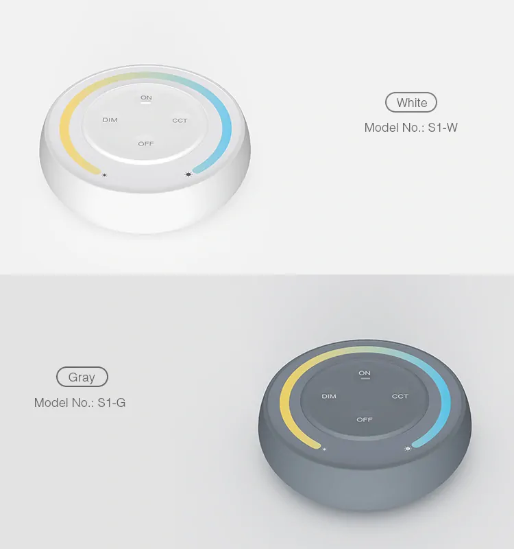 MiBoxer (Mi-Light) S1 RF nástěnný / ruční ovladač CCT, 1 okruh, magnetický, šedý