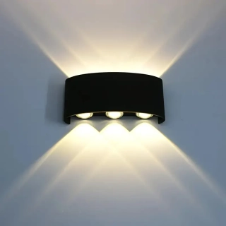 Arc-6W, Nástěnné svítidlo přisazené, černé, teplá bílá