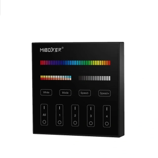 MiBoxer (Mi-Light) B4 RF nástěnný ovladač RGB+CCT, 4 zóny, černý